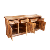 Indian Solid Wood Sideboard With Doors & Drawers Natural 200x45x90 Cm